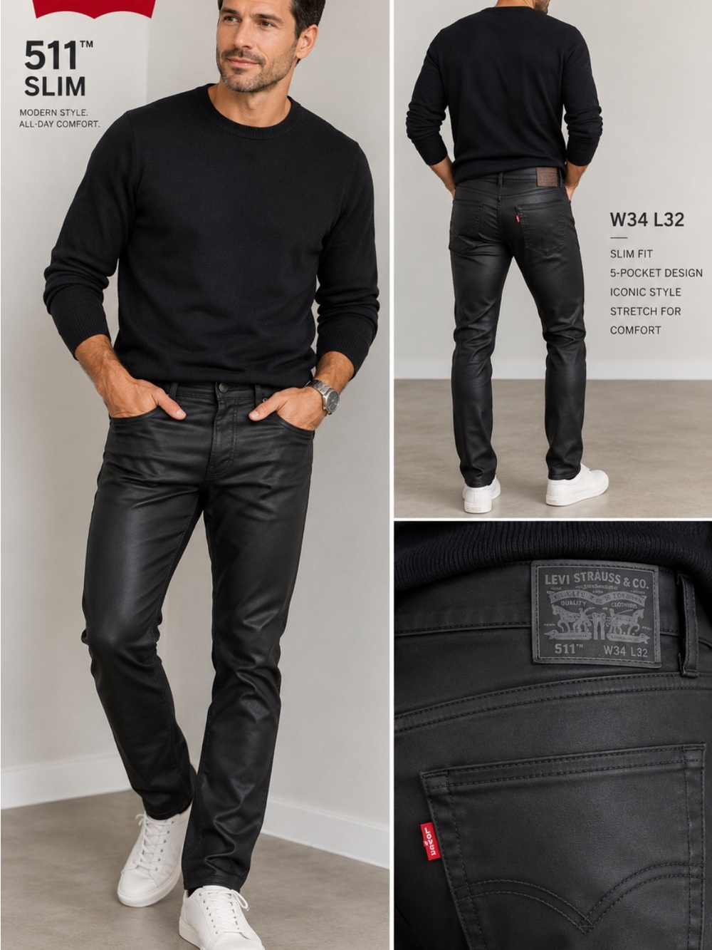Levi's 511 Slim Men's Black Coated Jeans